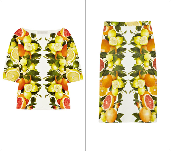 Топ и юбка с фруктовым принтом от Stella McCartney