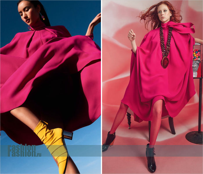 Платье-кейп в фотосессиях для модных журналов