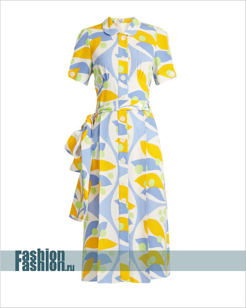 Платье с принтом в стиле ретро от Miu Miu